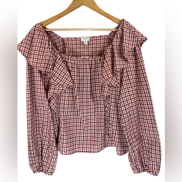 NWT J. Crew Flannel Squareneck Ruffle Top Blouse Sz XXL - Picture 6 of 12